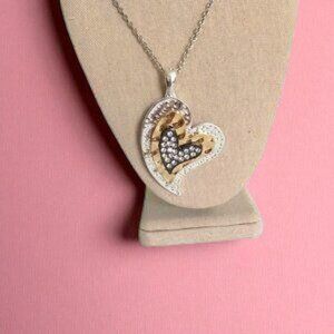 Silver Gold Heart Art Pendant with Chain